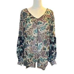 Democracy Sheer Floral Top XL Flowy Layerable Lightweight